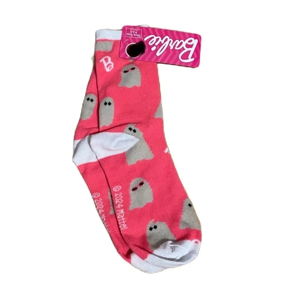 Barbie Halloween Socks Pink With Ghosts Girls Shoe Size 9-2.5 Mattel NEW